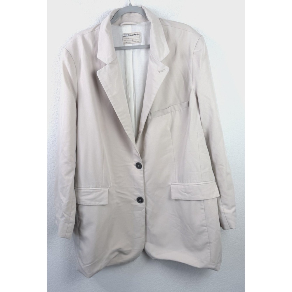 We The Free People Blazer XL Beige Oversized Longline Boyfriend Jacket Old Money